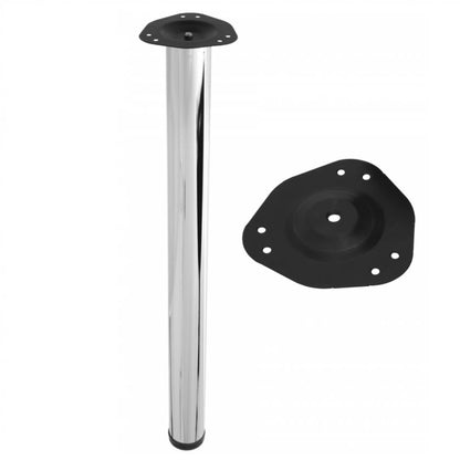 Tischbein 710mm + Stahl Montageplatte - Chrom NTP Chrom 