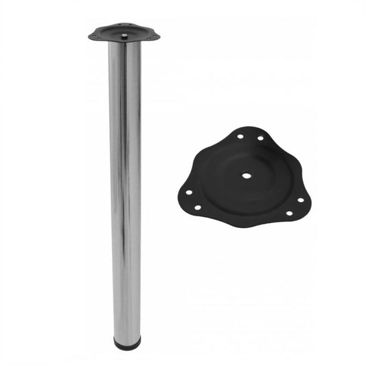 Tischbein 710mm + Stahl Montageplatte - Gebürsteter Edelstahl NTP Gebürsteter Edelstahl 