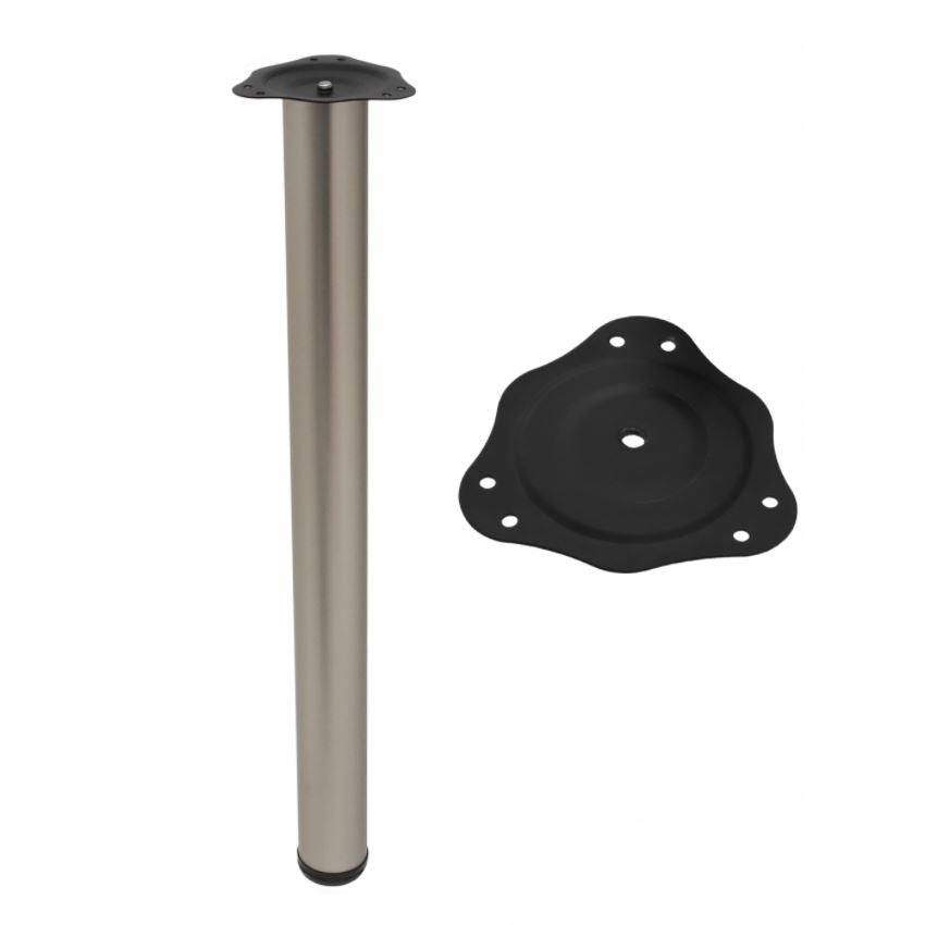 Tischbein 710mm + Stahl Montageplatte - Satin NTP Satin 