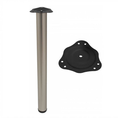 Tischbein 710mm + Stahl Montageplatte - Satin NTP Satin 