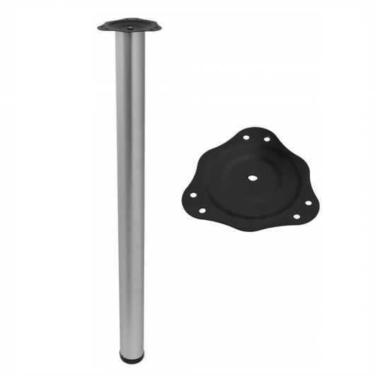 Tischbein 820mm + Stahl Montageplatte - Aluminium NTP Aluminium 