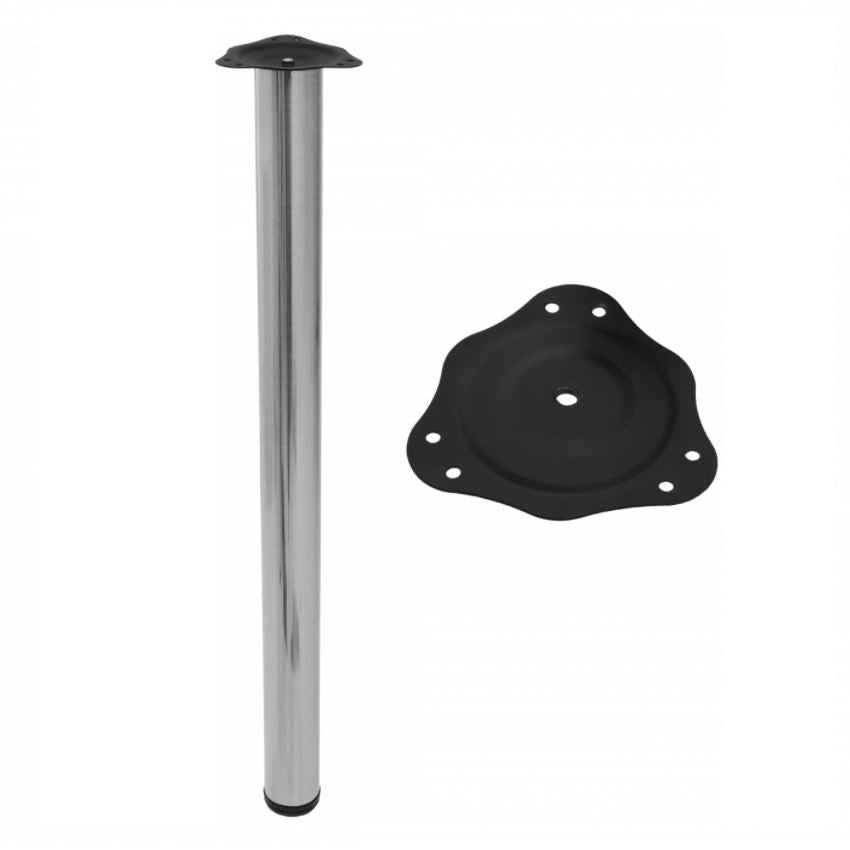 Tischbein 820mm + Stahl Montageplatte - Gebürsteter Edelstahl NTP Gebürsteter Edelstahl 