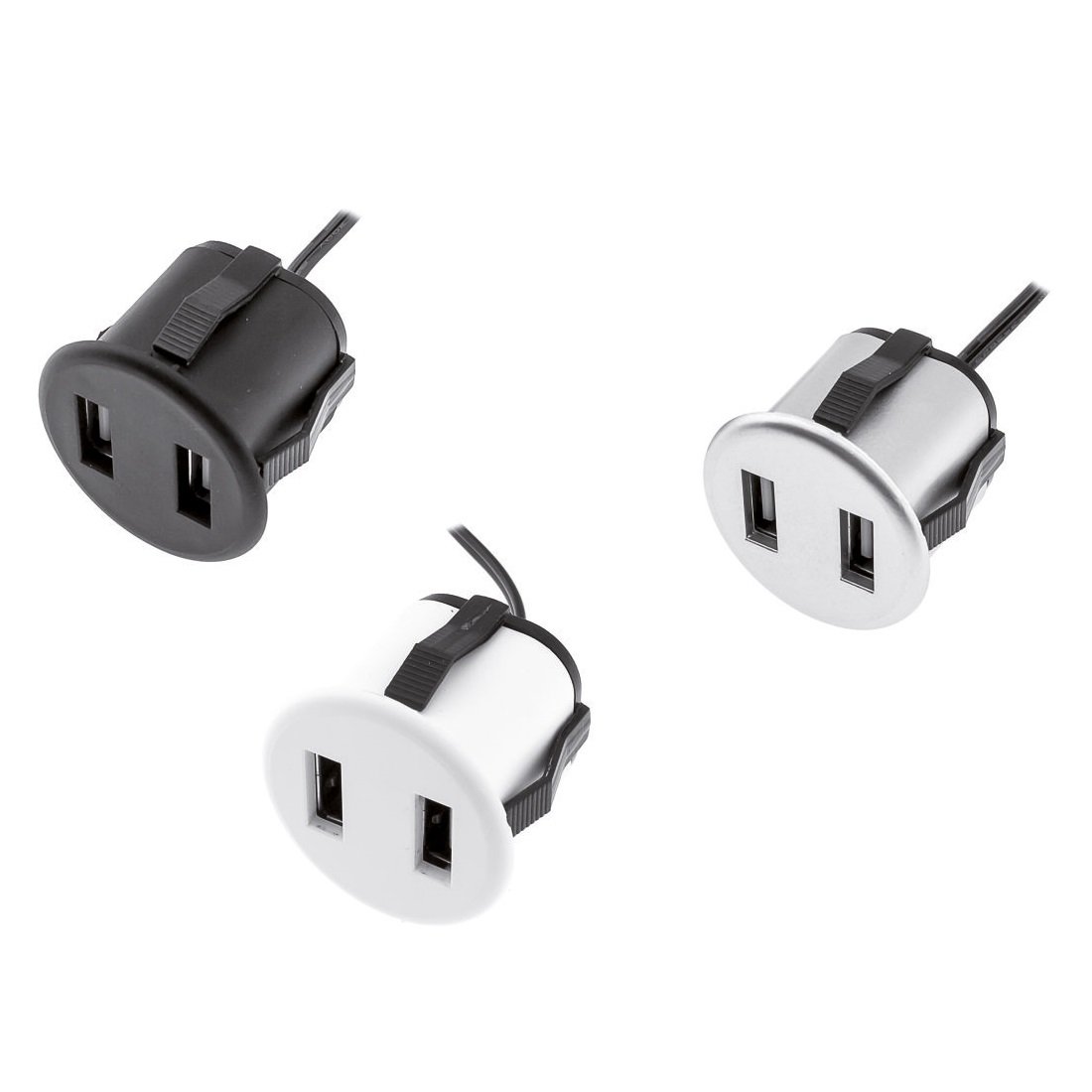 USB Ladegerät + Netzteil Furnica Silber Rund 